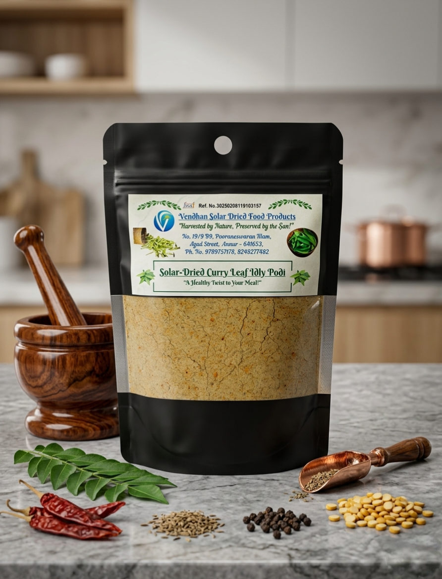 Solar-Dried Curry Leaf Idly Powder